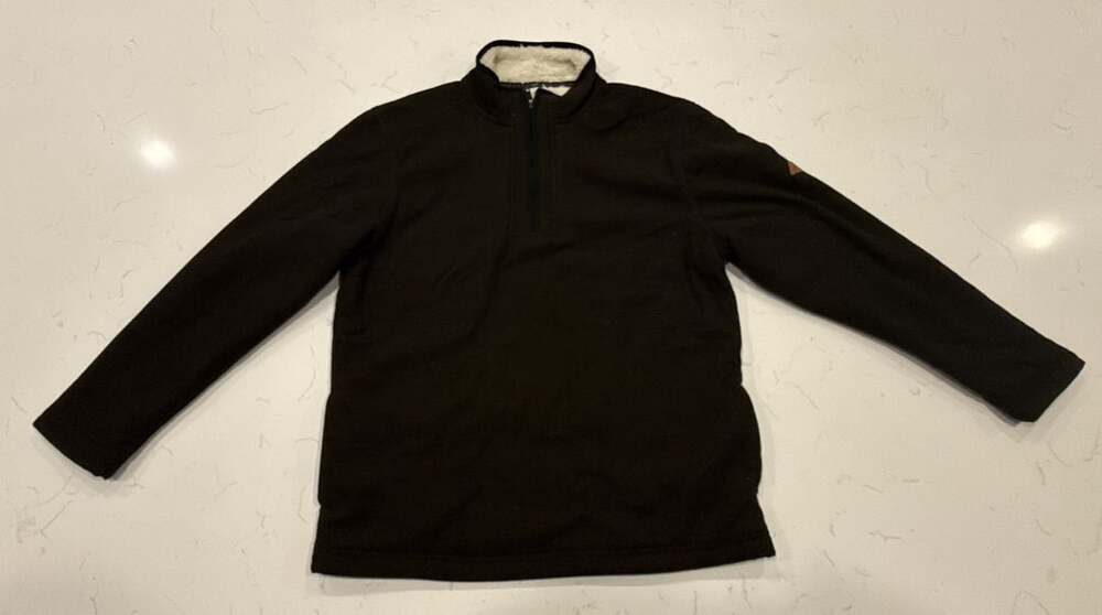 Orvis Quarter Zip Pullover Size M Dark Brown Fleece Sweater